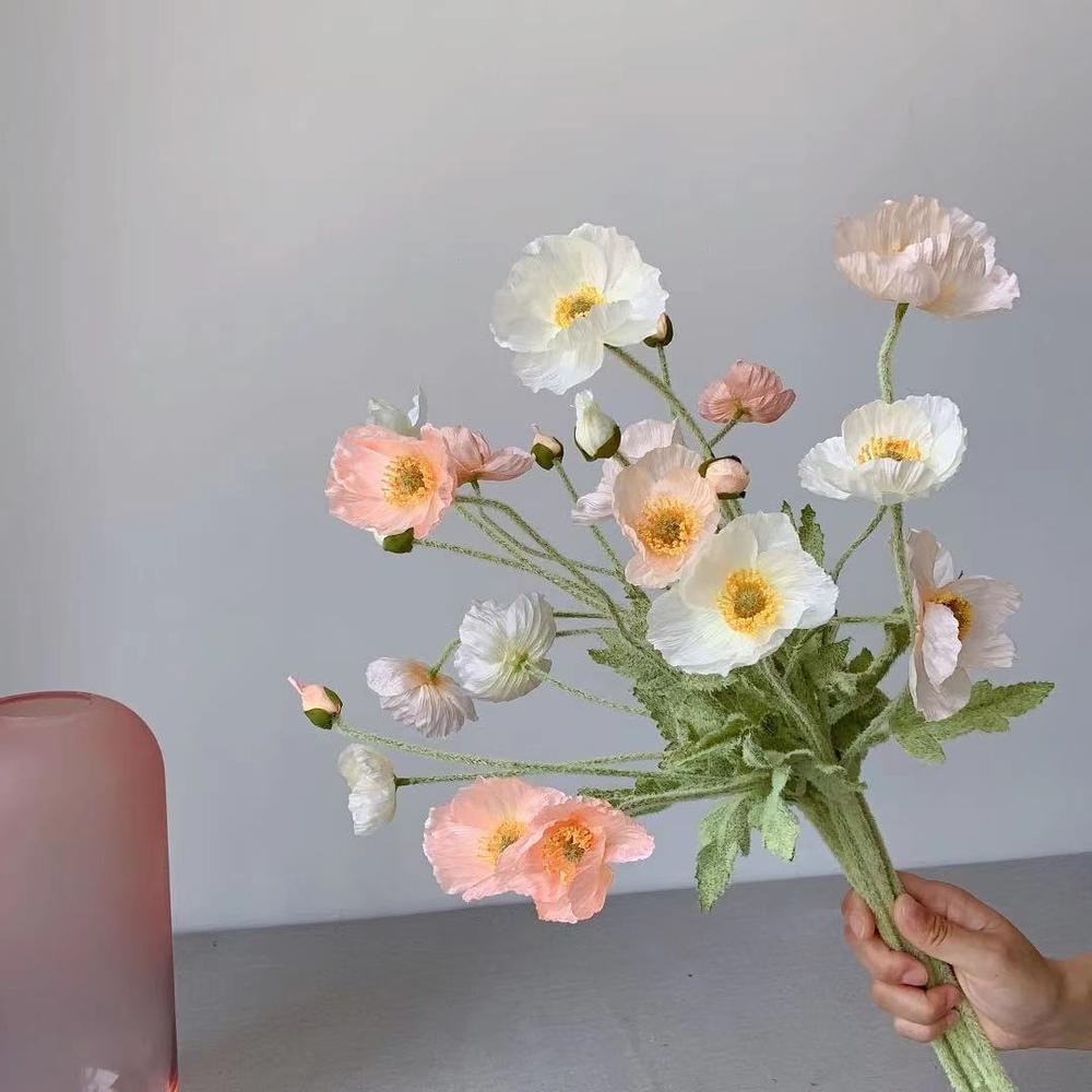 Florist Supply Bulk - زهور حرير الخشخاش وهمية ، جذع